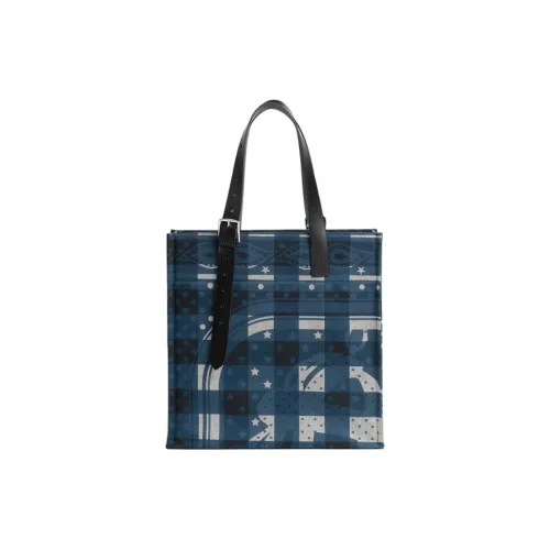 HERMES Etriviere H Plume Viking Холст Тоут Сумка Сумка для покупок Сумка через плечо Женская Abyss Синий Светлый Бежевый