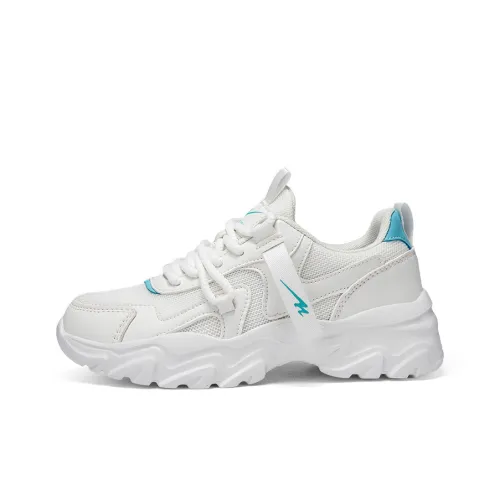 Binary Амортизация Легкий Дышащий Противоскользящий Низкий Топ Толстая Подошва Кроссовки Женские Белые Луна