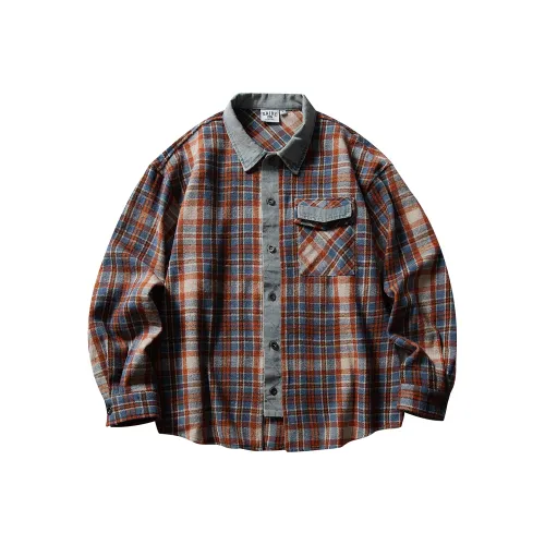 UNDOMAZE Весенний Осенний Рабочая Одежда Длинный Рукав Рубашка Свободного Кроя Унисекс