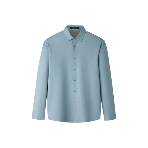 HLA Синий Серый Клетка N8 Мужская Рубашка