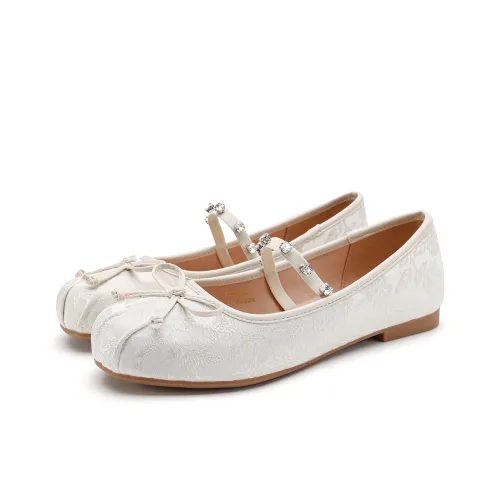 FOXER Квадратный каблук Mary Jane Женские Туфли Бежевые