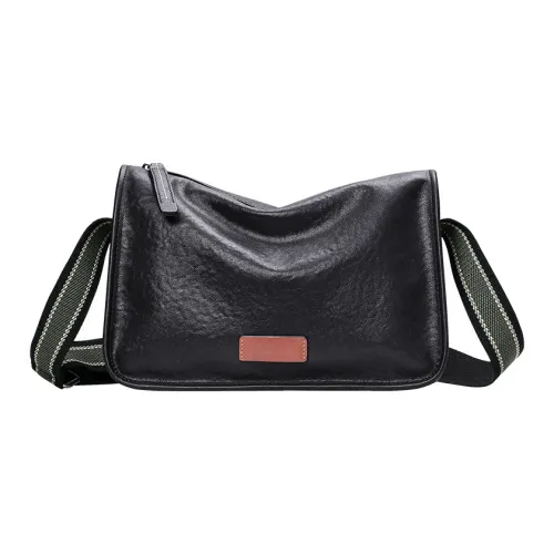 PESASRIE Сумка через плечо из натуральной коровьей кожи стандартная унисекс черная