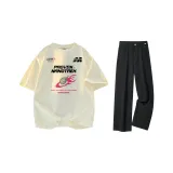 Абрикосовая футболка + черные джинсы