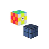 Третий порядок Цвет Рубикса Куб + третий порядок Зеркальце Рубикса Куб [Брушированный Синий] 154