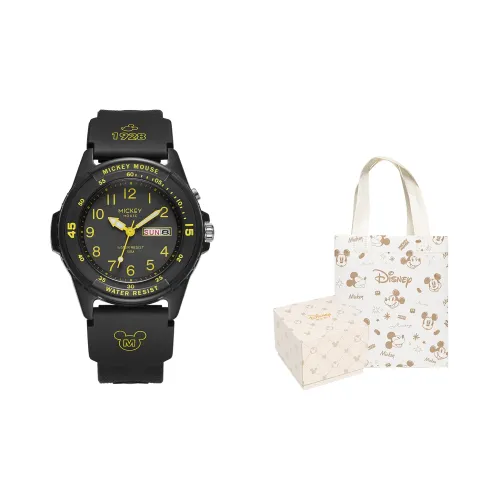 Disney Mickey Series Кварцевый механизм Смола Ремешок Часы Унисекс Черный циферблат