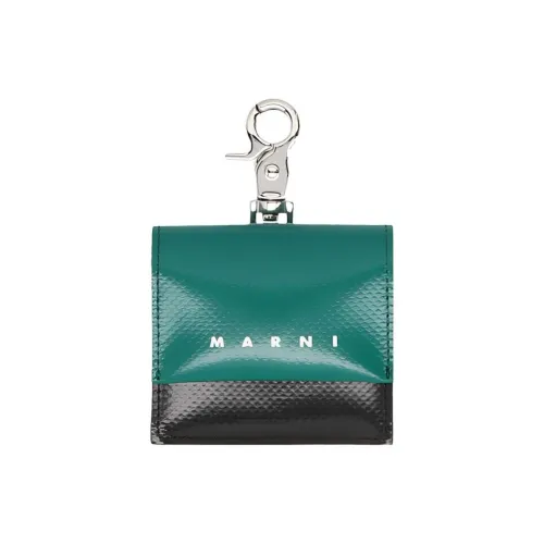 MARNI Полиэстер Монета Кошелек Защитный Чехол с Чехлом для Наушников Мужской Зеленый Черный