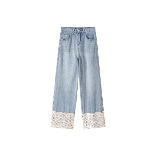 YUNFEIXIU Джинсы Fashion casual Большой размер Элегантность Anti Aging Универсальный Широкие брюки Прямой крой Осенний Женские