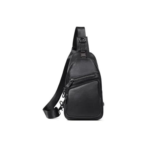 VIHUS Сумка через плечо из натуральной коровьей кожи мужская черная