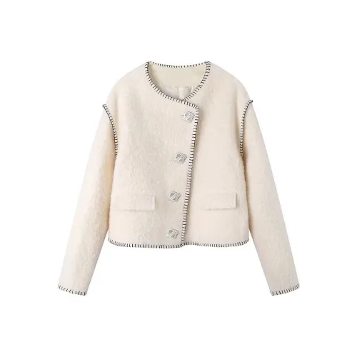 KKX Экрю Женские Бархатные Куртки