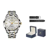 Стальной ремешок с белым циферблатом [Включает: Эксклюзивная коробка + кожаный ремешок]