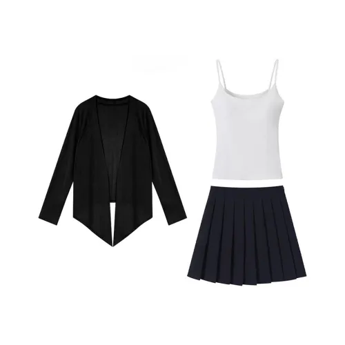 MARIE·COCO Черный кардиган + топ на бретелях + юбка женские комплекты с юбкой