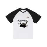 Белый, черный, бабочка, прыгающая кошка