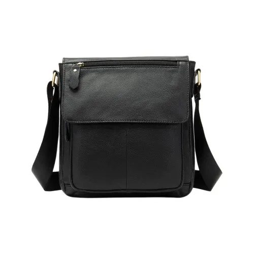 VIHUS Натуральная кожа Сумка через плечо Сумка на плечо Стандартная Мужская Черная