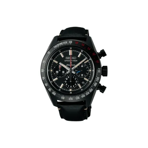 SEIKO Prospe Автоматический Ручной Механизм Часы с Коровьей Кожей Ремешок 42 мм Мужские Часы Черный Циферблат