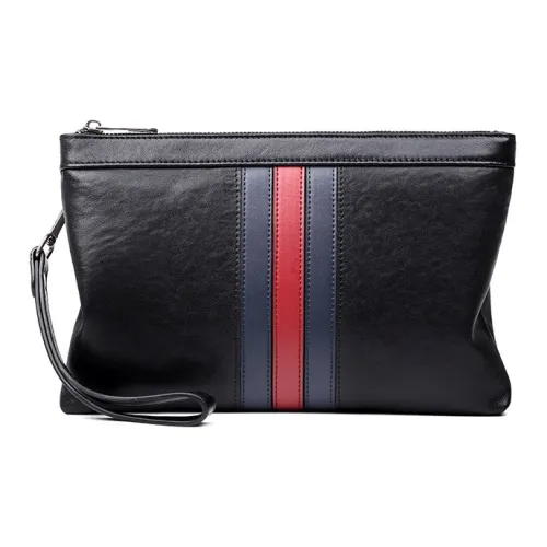 PESASRIE Клатч из крупнозернистой текстуры коровьей кожи стандартный мужской черный