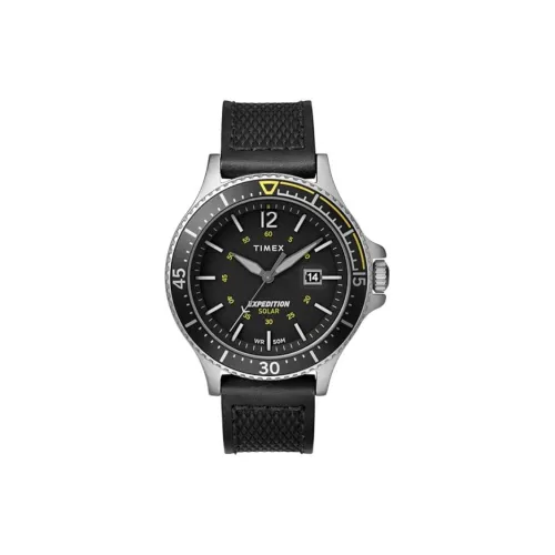 TIMEX Наручные часы Кварцевый механизм Кожаный ремешок 43 мм Черный циферблат Мужские часы