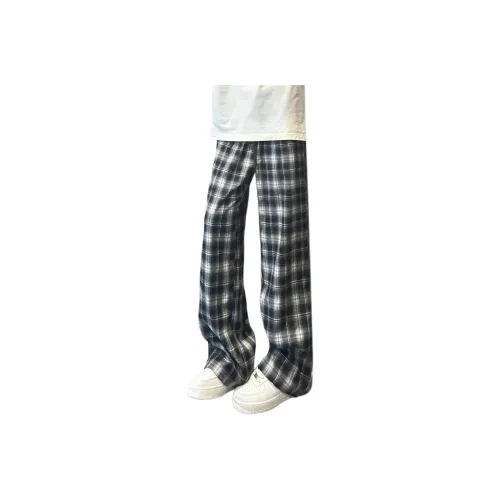 ZYKY Black Plaid Unisex Casual Pants ZYKY Черные Клетчатые Унисекс Повседневные Штаны