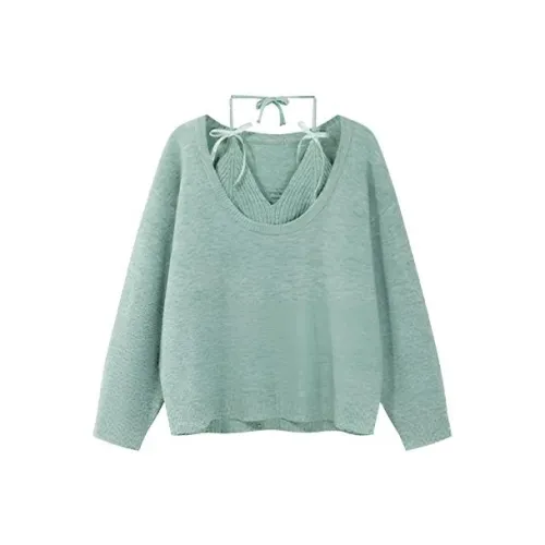 PAZZO Зеленый Топ на бретелях + Трикотаж Женские Повседневные Костюмы