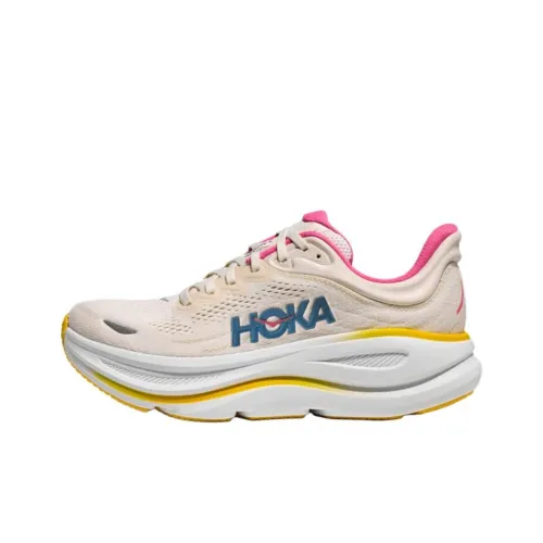 HOKA ONE ONE Bondi 9 Дышащие Беговые Кроссовки Женские Бежевые D Широкая Стопа
