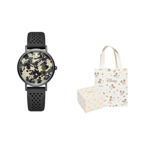 Disney Mickey Series Кварцевый механизм Силиконовый ремешок Часы Унисекс Зеленый циферблат