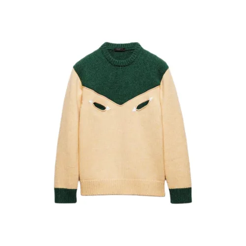PRADA Кремовый Jadeite Зеленый Мужские Свитера