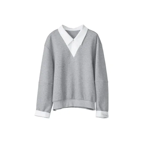 Fstudio Осенний Корейский стиль Mock Два предмета Пэчворк Преппи стиль Длинный рукав Коммутирование Толстовка Женские