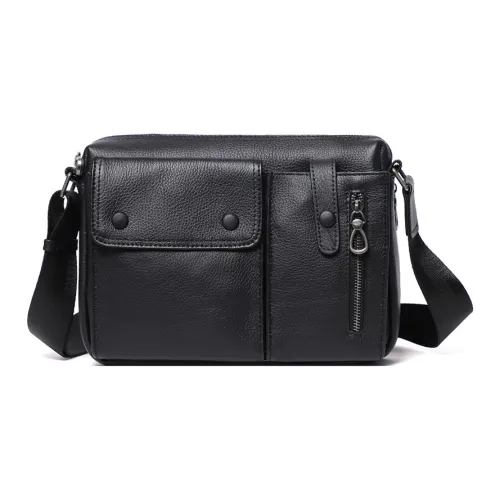 VIHUS Сумка через плечо из коровьей кожи Мужская Черная