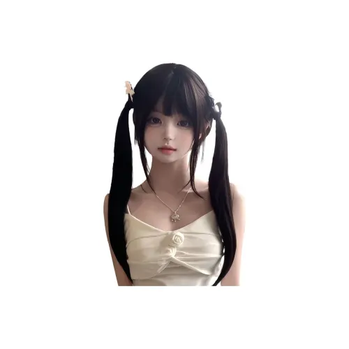 Northward Incline Пузырьки Бобовый Лолита Черный длинный Straight Bangs Женская Перука Милый и симпатичный JK