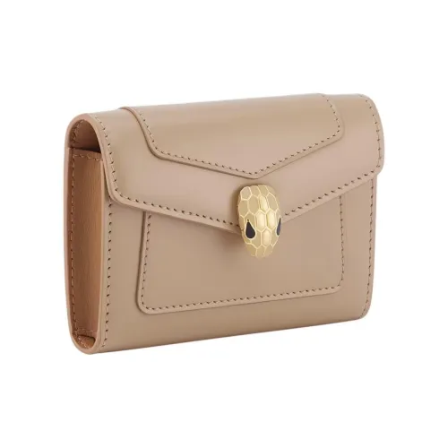 BVLGARI Serpenti Forever Телячья кожа Держатель для карт Женские Травертин Цвет