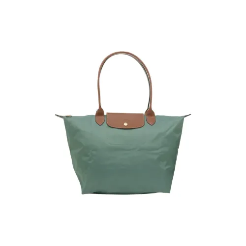 LONGCHAMP Переработанный холст с кожей комбинированная сумка-пельмени сумка через плечо большая женская цвет кипарисово-зеленый