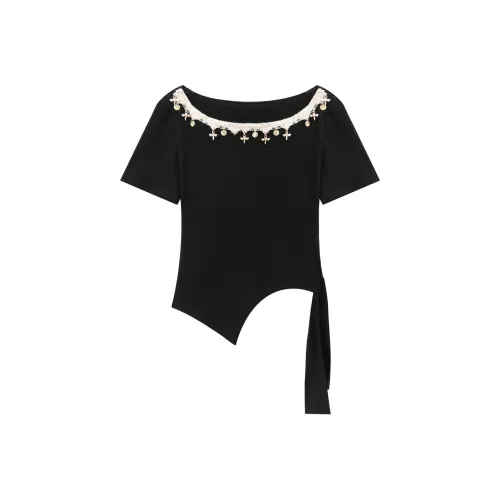 YOUXIANG Черные Женские T-рубашки