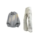 Тканый серый, серый + белый