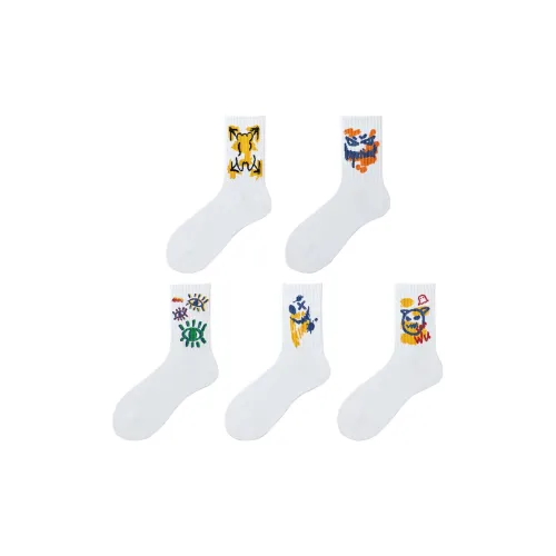 MADALLO [5 пар] Смешанные цвета Унисекс Носки MID до икры