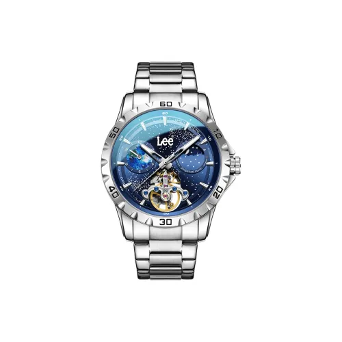 Lee Наручные часы Механический механизм Стальной ремешок Черный циферблат Мужские часы Node Классическая коробка