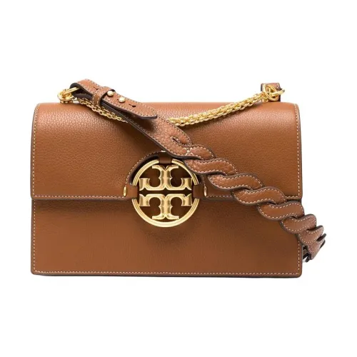 TORY BURCH Miller Grained Телячья кожа Аккордеонная сумка Ручная сумка Сумка через плечо Сумка на плечо Женская Коричневая
