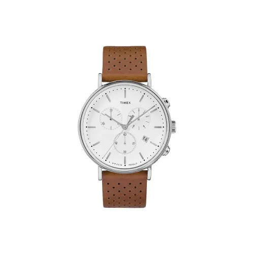 TIMEX Essential Collection Мужские часы Кварцевый механизм Кожаный ремешок 41 мм Белый циферблат