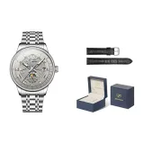 Стальной браслет, настоящий серый [кожаный ремешок + коробка]