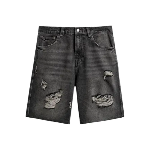 ZARA Угольные мужские джинсовые шорты