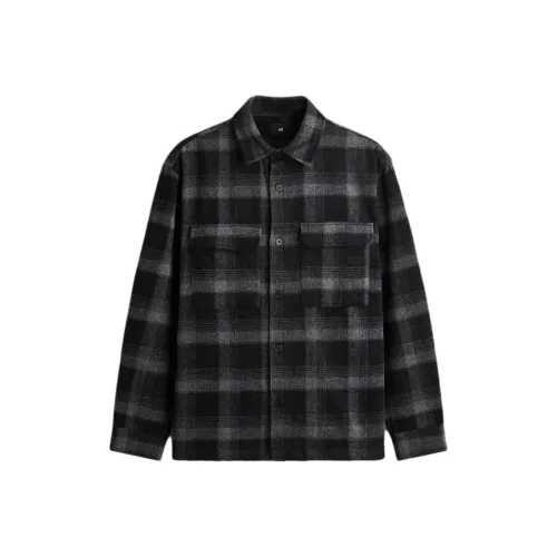 H M Черный Серый Клетка Мужская Рубашка