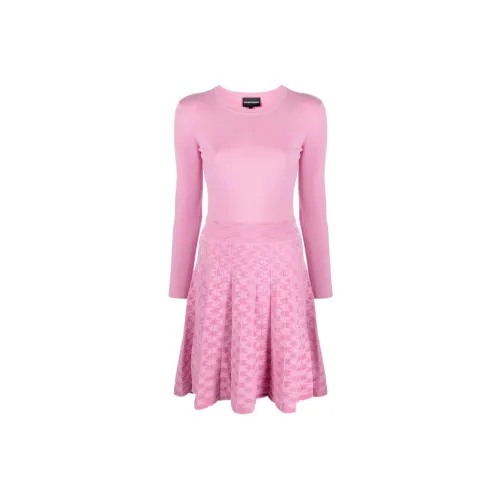 EMPORIO ARMANI Длинное платье с длинными рукавами женское розовое