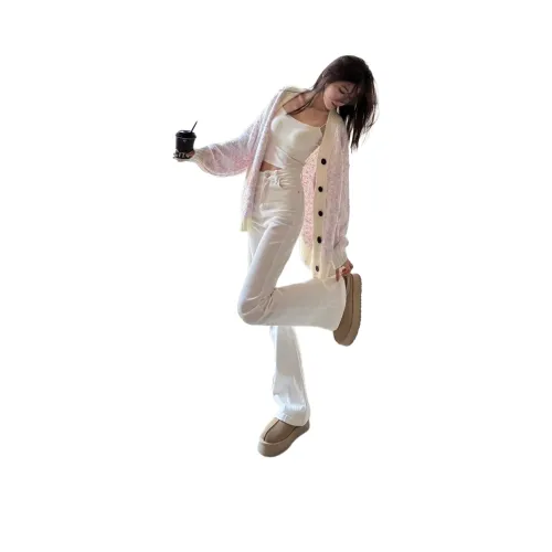 ZXBY Белый Эластичный Расклешенные Штаны Женские Джинсы