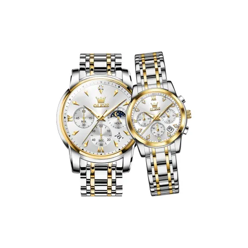 OLEVS Кварцевый механизм стальной ремешок унисекс черный циферблат