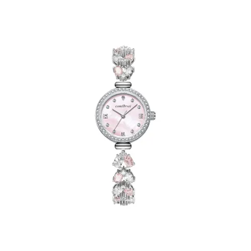 COMLORVEI Кварцевый механизм сплав ремешок женские часы жемчужная раковина цвет циферблат часов