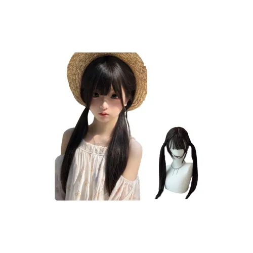 Northward Incline Lolita Double Ponytail Женская парик JK Schoolboy Длинные прямые волосы Естественные челка