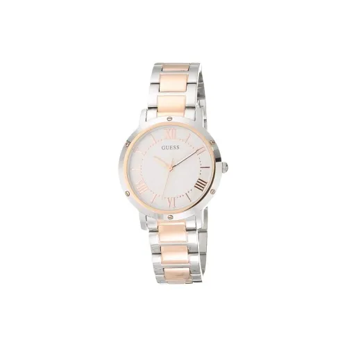 GUESS Женские часы Кварцевый механизм Ремешок из нержавеющей стали 34 мм Серебристый циферблат