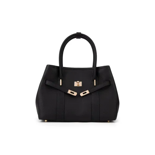 ELLE Сумка-тоут из крупнозернистой текстуры коровьей кожи женская черная коричневая белая