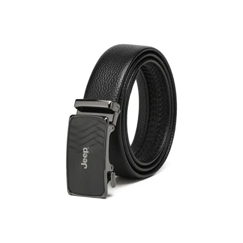 JEEP Ремни из коровьей кожи мужской черный с текстурой личи черный 3,5 см