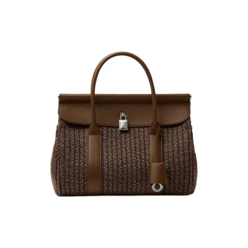 Loro Piana Loom Кашемир Сумка Женская Мокко Латте Эбони Цвет Античное Серебро