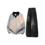 Серый свитшот + черные штаны