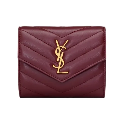 SAINT LAURENT Cassandre Sheepskin Wallet Women's Cabernet Red SAINT LAURENT Cassandre Овчина Кошелек Женские Каберне Красный